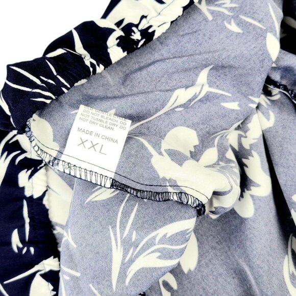 Womens Plus XXL Navy Blue Hawaiian Floral Romper – Trendy Tube Top with Shorts - Picture 10 of 12